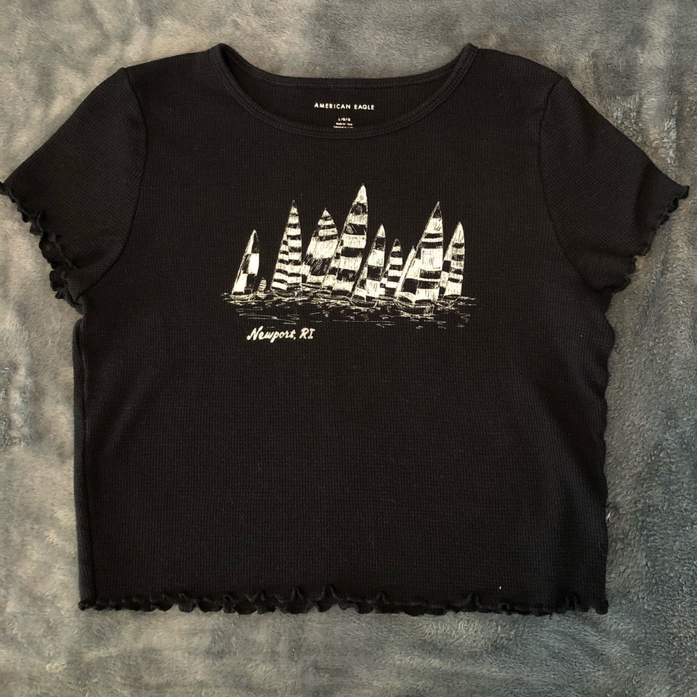 Black Newport American Eagle crop top